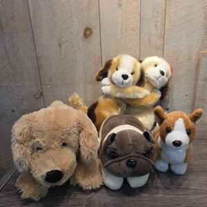 Plush Dog Lot Of 5 Random Plushie Stuffed Animal Puppy Assorted Brands Breeds